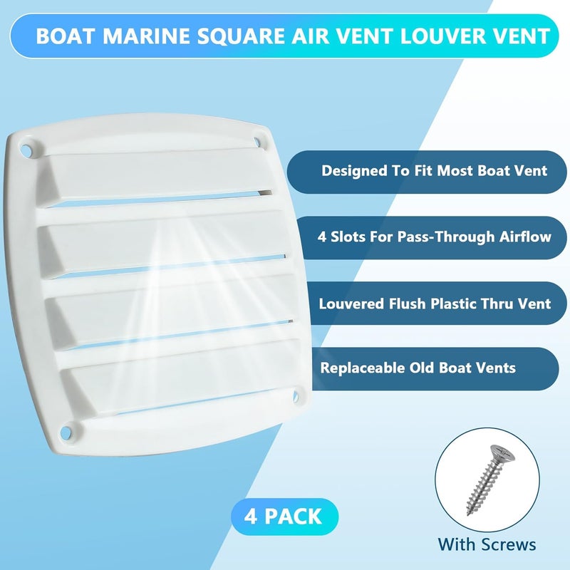 BALAVA Marine Boat Vent 3in/5in,Louvered Flush Plastic Thru Vent,Nylon Louvered Vents,Boat Marine Hull Grill Cover Replacement Part for Boats RVs,Include Screws - Image 5